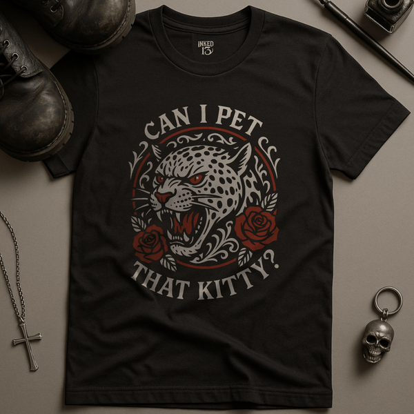 Printify T-Shirt Black / S Can I Pet That Kitty T-Shirt