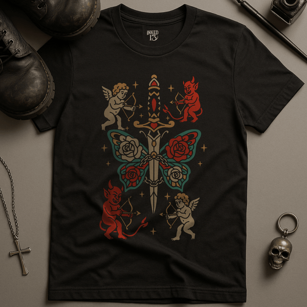 Printify T-Shirt Black / S Dagger Butterfly T-Shirt