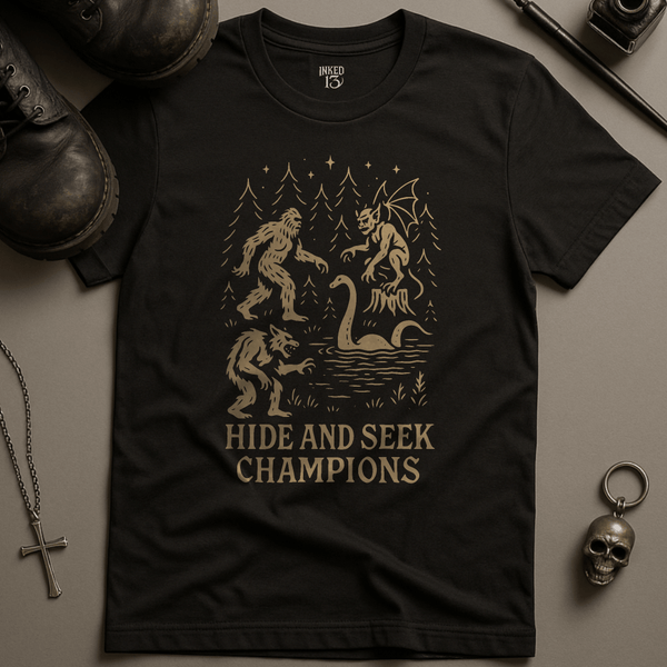 Printify T-Shirt Black / S Hide and Seek Champions T-Shirt