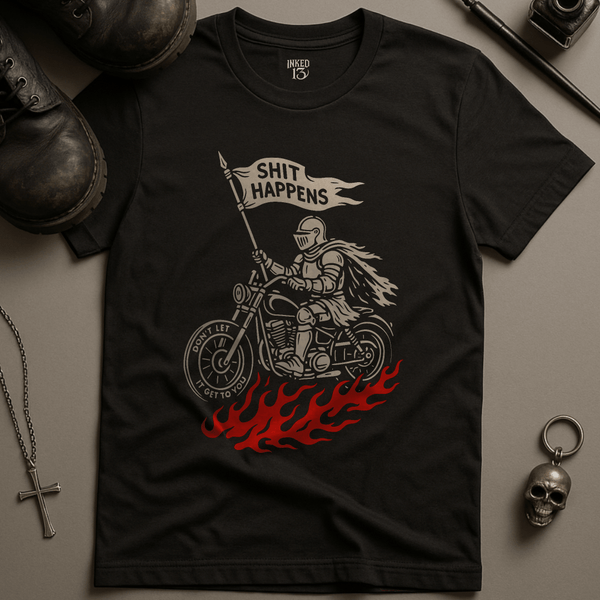 Printify T-Shirt Black / S Shit Happens Bike T-Shirt