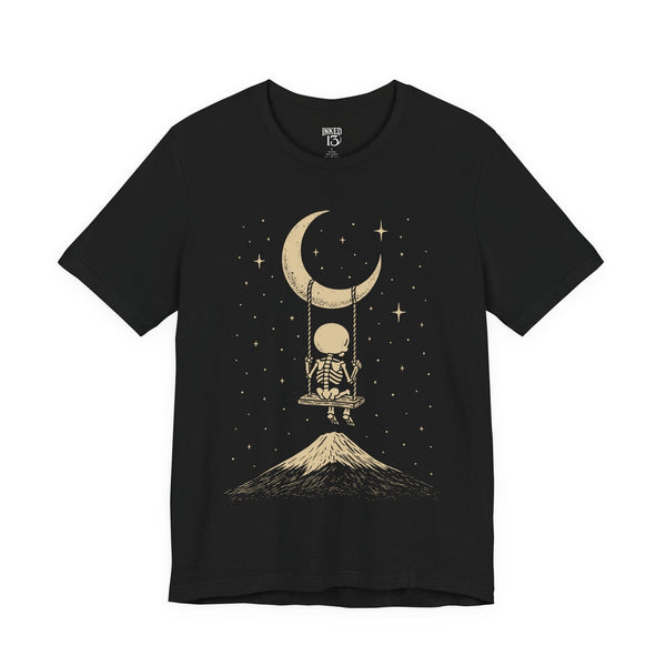 Printify T-Shirt Black / S Skeleton Moon Swinging T-Shirt
