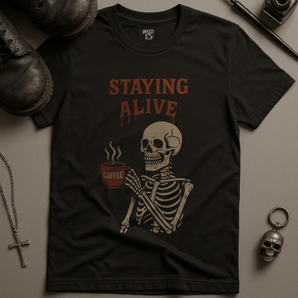 Printify T-Shirt Black / S Staying Alive T-Shirt