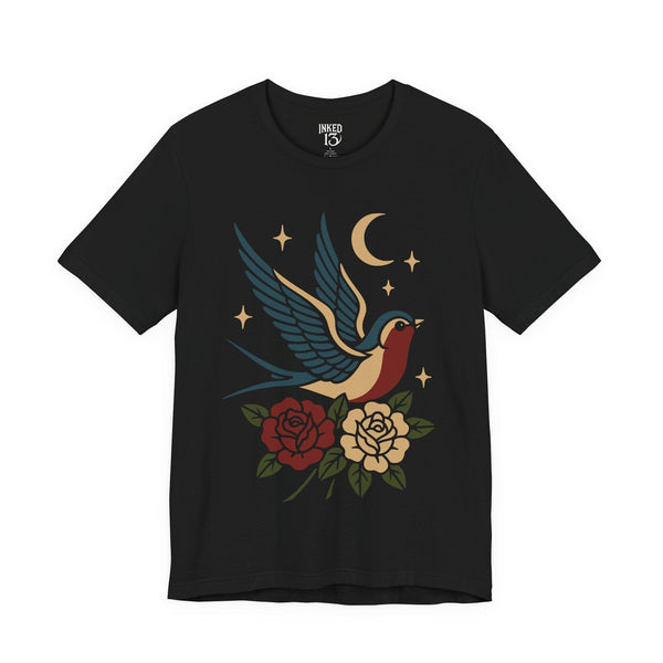 Printify T-Shirt Black / S Swallow Tattoo Design T-Shirt