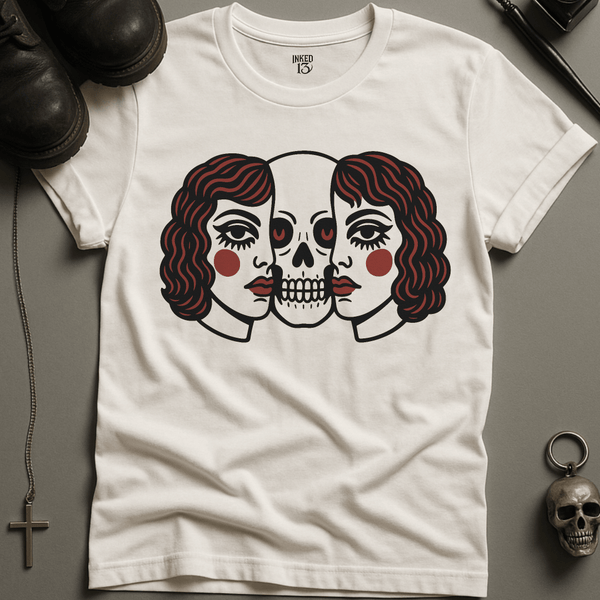 Printify T-Shirt White / S Americana Split Face T-Shirt