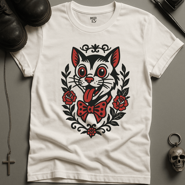 Printify T-Shirt White / S Cat Tattoo T-Shirt