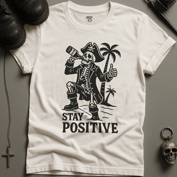 Printify T-Shirt White / S Stay Positive Pirate T-Shirt