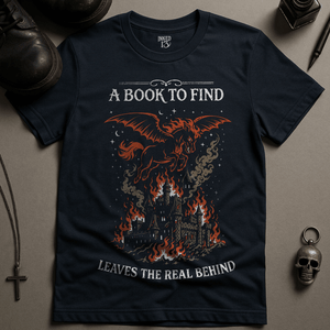 A Book To Find T-Shirt - Navy - S - Inked 13 Ltd Unisex alternative tattoo apparel