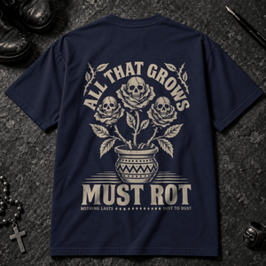 All That Grows T-shirt - True Navy - S - Inked 13 - Unisex alternative tattoo apparel.