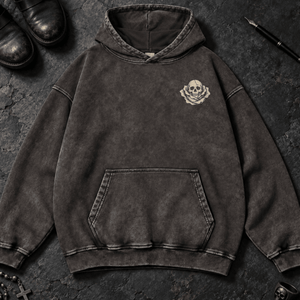 All That Grows Washed Hoodie - Dark Gray - S - Inked 13 - Unisex alternative tattoo apparel.