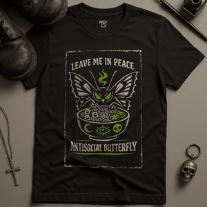 Antisocial Butterfly T-Shirt - Black - S - Inked 13 Ltd