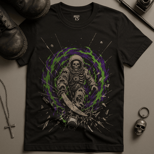 Astronaut Demonic Shatter T-Shirt - Black - S - Inked 13 Ltd Unisex alternative tattoo apparel