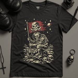 Astronaut Pirate T-Shirt - Dark Grey - S - Inked 13 Ltd