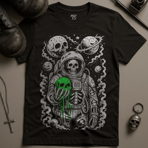 Astronaut Slimy Skull T-Shirt - Black - S - Inked 13 Ltd Unisex alternative tattoo apparel