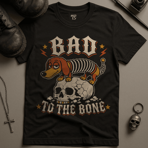 Bad To The Bone T-Shirt - Black - S - Inked 13 Ltd Unisex alternative tattoo apparel