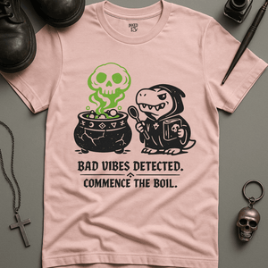 Bad Vibes Detected T-Shirt - Soft Pink - S - Inked 13 Ltd