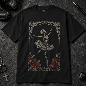 Ballet Skeleton T-Shirt - Black - S - Inked 13 - Unisex alternative tattoo apparel.