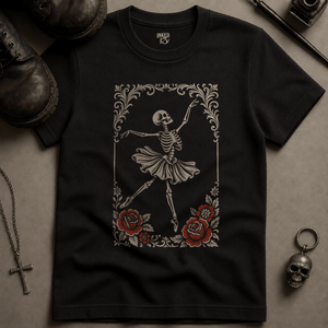 Ballet Skeleton T-Shirt (New Style) - Black - S - Inked 13 Ltd Unisex alternative tattoo apparel