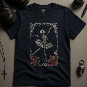 Ballet Skeleton T-Shirt (New Style) - True Navy - S - Inked 13 Ltd Unisex alternative tattoo apparel