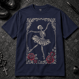 Ballet Skeleton T-Shirt - True Navy - S - Inked 13 - Unisex alternative tattoo apparel.