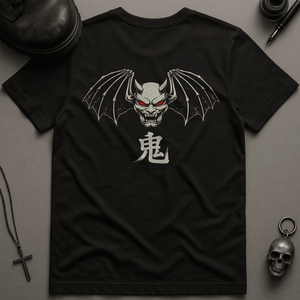 Bat Oni Mask T-Shirt - Black - S - Inked 13 Ltd Unisex alternative tattoo apparel
