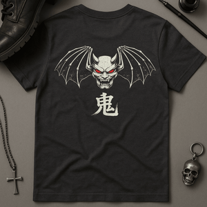 Bat Oni Mask T-Shirt - Dark Grey - S - Inked 13 Ltd Unisex alternative tattoo apparel