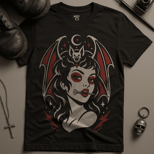 Bat Woman Woman Tattoo T-Shirt - Black - S - Inked 13 Ltd Unisex alternative tattoo apparel
