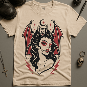 Bat Woman Woman Tattoo T-Shirt - Natural - S - Inked 13 Ltd Unisex alternative tattoo apparel