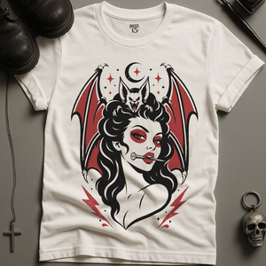 Bat Woman Woman Tattoo T-Shirt - White - S - Inked 13 Ltd Unisex alternative tattoo apparel