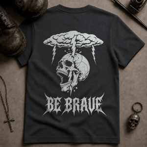 Be Brave T-shirt - Graphite - S - Inked 13 Ltd Unisex alternative tattoo apparel
