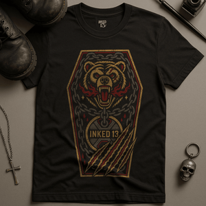 Bear Coffin I13 T-Shirt - Black - S - Inked 13 Ltd Unisex alternative tattoo apparel