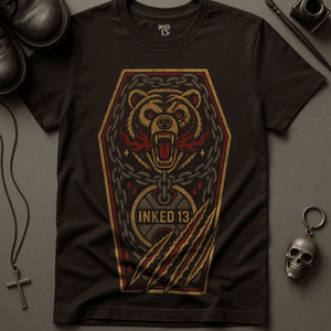Bear Coffin I13 T-Shirt - Brown - S - Inked 13 Ltd Unisex alternative tattoo apparel