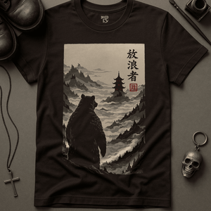 Bear Gothic Pagoda T-Shirt - Brown - S - Inked 13 Ltd Unisex alternative tattoo apparel