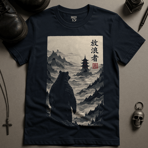 Bear Gothic Pagoda T-Shirt - Navy - S - Inked 13 Ltd Unisex alternative tattoo apparel