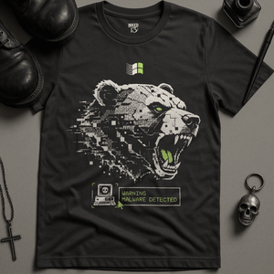 Bear Malware T-Shirt - Dark Grey - S - Inked 13 Ltd Unisex alternative tattoo apparel
