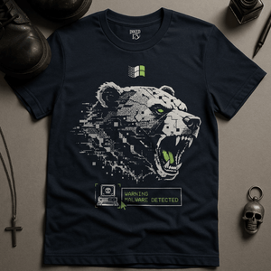 Bear Malware T-Shirt - Navy - S - Inked 13 Ltd Unisex alternative tattoo apparel