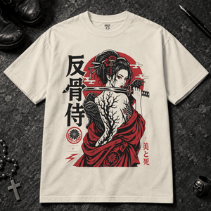 Beauty and Death T-shirt - Ivory - S - Inked 13 - Unisex alternative tattoo apparel.