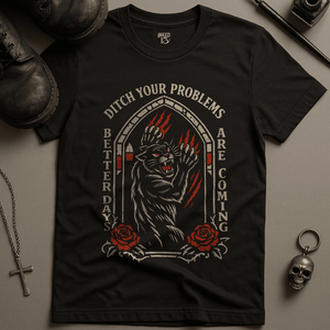 Better Days Are Coming Panther T-Shirt - Black - S - Inked 13 Ltd