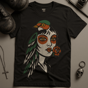 Bird Face Tattoo T-Shirt - Black - S - Inked 13 Ltd Unisex alternative tattoo apparel