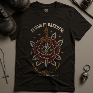 Bloom In Darkness T-Shirt - Black - S - Inked 13 Ltd Unisex alternative tattoo apparel