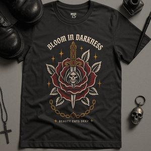 Bloom In Darkness T-Shirt - Dark Grey - S - Inked 13 Ltd Unisex alternative tattoo apparel