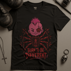 Born To Be Different Cyborg T-Shirt - Black - S - Inked 13 Ltd Unisex alternative tattoo apparel