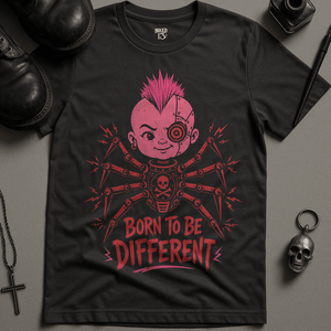 Born To Be Different Cyborg T-Shirt - Dark Grey - S - Inked 13 Ltd Unisex alternative tattoo apparel