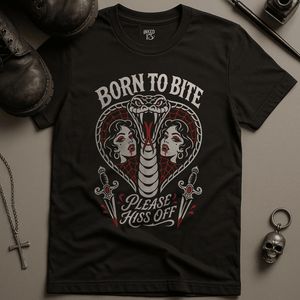 Born To Bite T-Shirt - Black - S - Inked 13 Ltd Unisex alternative tattoo apparel