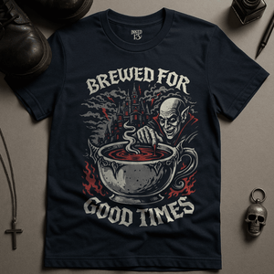 Brewed For Good Times T-Shirt - Navy - S - Inked 13 Ltd Unisex alternative tattoo apparel