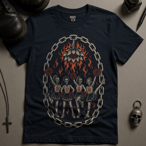 Burn Cheerleader T-Shirt - Navy - S - Inked 13 Ltd Unisex alternative tattoo apparel