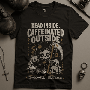 Caffeinated Outside T-Shirt - Black - S - Inked 13 Ltd Unisex alternative tattoo apparel
