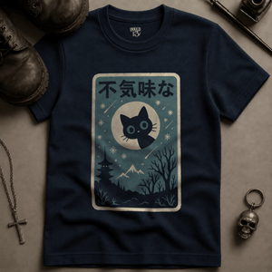 Cat Gothic Winter (New Style) T-shirt - True Navy - S - Inked 13 Ltd Unisex alternative tattoo apparel