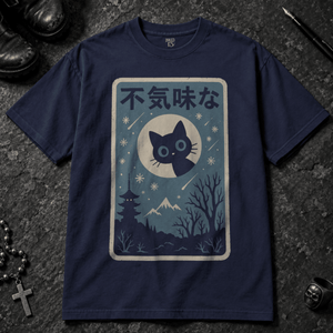 Cat Gothic Winter T-shirt - True Navy - S - Inked 13 - Unisex alternative tattoo apparel.