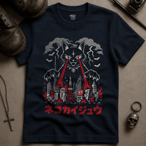 Cat Lasers (New Style) T-shirt - True Navy - S - Inked 13 Ltd Unisex alternative tattoo apparel
