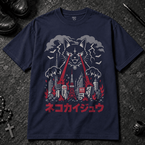 Cat Lasers T-shirt - True Navy - S - Inked 13 - Unisex alternative tattoo apparel.